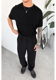 Resim Siyah Basic Triko Relaxed Tişört 