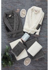 Resim Güvenal Hayal 12 Parça Kutulu Jakarlı Bornoz Takımı Bornoz Havlu & Havlu Seti Banyo Çeyiz Seti 4 Çok Renkli 