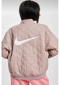 Resim Nike Reversible Synthetic Fill Versity Loose Fit Bomber Jacket Kadın Çift Taraflı Bol Kesim Ceket Bej Bej 