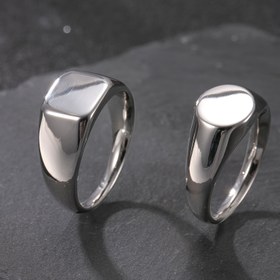 Resim 2 Adet Paslanmaz Çelik Yüzük Seti, Günlük Kıyafetler için Geometrik Cilalı Bitişli Şık Minimalist Çift Yüzüğü 