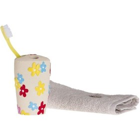 Resim Diş Fırçalık Renkli Papatyalı Poliresin Model Siyah 