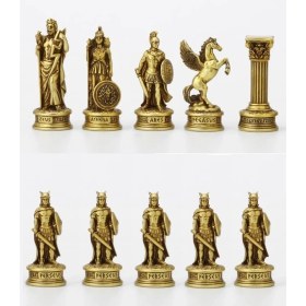 Resim Veronese El Boyama Mitolojik Tanrıça Figürlü Satranç Takımı 45CM Altın Renkli Figürler 