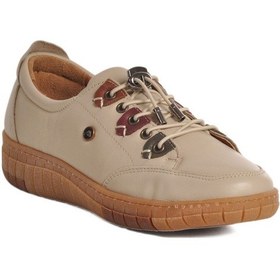Resim Bej Hakiki Deri Ortopedik Kadın Casual Ayakkabı 401 Z Bej 