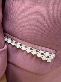 Resim BE ATÖLYE BUTİK Kadın Astarlı Blazer Ceket Düğmesiz Yan Cep Dantel Detaylı Çıtçıt Kollu 