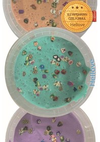 Resim Hayvan Figürlü Slime Mor Turuncu Yeşil 3 Kutu Ele Yapışmayan Slaym Pofuduk Sılaym Oyun Jeli 