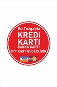 Resim cicigünler Bu Tezgahta Kredi Kartı Banka Kartı Geçerlidir Levhası 
