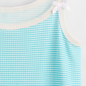 Resim Bebe Mavisi Çocuk Geri Dönüştürülmüş Fitilli Pijama Tank Üstü - Çiçek Desenli / 14 