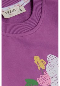 Resim Breeze Kız Çocuk Sweatshirt Cepli Çiçek Baskılı 1-4 Yaş, Eflatun-eflatun Eflatun 