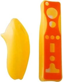 Resim OSTENT Nintendo Wii Remote Nunchuk Kumanda için Yumuşak Silikon Kapak Kılıf Deri Kılıf Turuncu Renk 