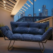 Resim Nordic Elegance Lacivert Katlanır Kanepe – Mekanizmalı Yataklı Ikili Modern Çekyat Tasarımı 