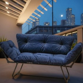 Resim Nordic Elegance Lacivert Katlanır Kanepe – Mekanizmalı Yataklı Ikili Modern Çekyat Tasarımı 