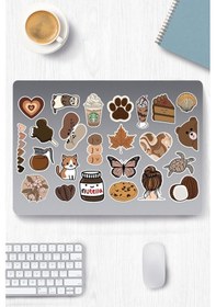 Resim Brown Temalı Sticker Seti, Çıkartma, Ajanda Bujo Scrapbook Kolaj Etiket Bullet Journal Diğer 