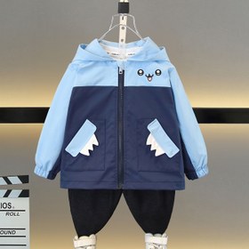 Resim Gençler için Renk Bloklu Fermuarlı Kapüşonlu Ceket - Sevimli & Rahat Dış Giyim, Erkek & Kızlar için, Dayanıklı Polyester, Uzun Kollu ve Cepli - İlkbahar/Sonbahar için Mükemmel 