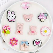 Resim 11 Adet Pembe Karikatür Yaratıcı Sokak Stili PVC Ayakkabı Süsleri, Noel Hediye Süslemeleri için Çıkarılabilir DIY Ayakkabı Tokaları 