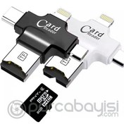 Resim Card Reader 4in1 Type-C- İphone Lightning-Micro Usb Hafıza Kart Okuyucu 