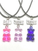 Resim TUNA TAKI & AKSESUAR Jelibon Ayıcıklar 3'lü Bff Best Friends Arkadaşlık Kolyesi Model 4 Çocuk Kolye 