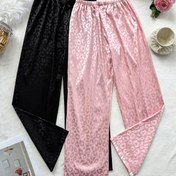 Resim 2 adet Genç Modası Leopar Desenli Uyku Pantolonu - Rahat, Nefes Alabilen Polyester, Düzenli Kesim, Tüm Mevsimler İçin Uygun, Ev ve Yatak Odası İçin Mükemmel, Genç Giyim | Rahat Tarz Pantolon | Polyester Kumaş 