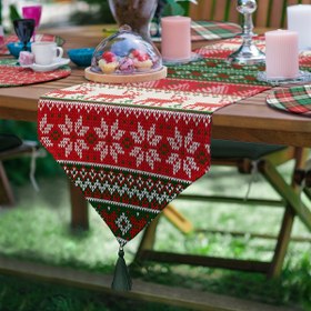 Resim 6+1li Ekose Mery Christmas Tasarımlı Supla Runner Seti 