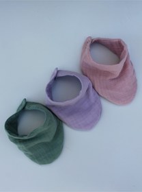 Resim 3'lü Organik Pamuk 4 Katlı Multi Müslin Fular Model Bebek Önlük, Salya Ve Mama Önlüğü, Yakalık 