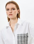 Resim Uzun Kollu Poplin Gömlek Düğmeli Tüvit Detaylı Pamuklu 