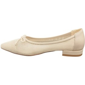 Resim Ventes 88925809z Önü Fiyonklu 2cm Topuklu Sivri Burun Günlük Kadın Tül Babet Ayakkabı Bej 