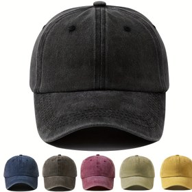 Resim Unisex Vintage Yıkanmış Beyzbol Şapkası - Hafif Kamyoncu Şapka, Düzenlenmiş Altı Panelli Tasarım, Önceden Kavisli Siper ve Dış Mekan Güneş Koruma için Havalandırma Delikleri (Çeşitli Renkler), Güneşten Koruyucu Şapka, Esnemez Kumaş 