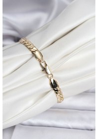 Resim 14k Gold Renk Kaplama Ezme Zincir Model Kadın Bileklik - Tj-bb8116 Beyaz 