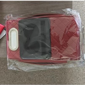 Resim Chuangyinshop Crimson Araba Kolçak Deposu Çok Fonksiyonlu Cup Holder Telefon Gözü Bambu Desenli Pvc Deri 