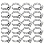 Resim 20 Adet Hortum Kelepçesi 10mm-38mm Paslanmaz Çelik Boru Kelepçeleri Hortum Klipsleri Ev Boru Tüpü Için Ayarlanabilir 