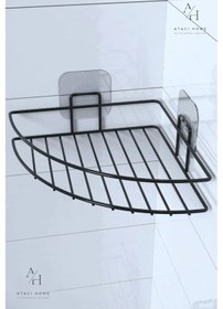 Resim Atacı Yapışkanlı 2 Li Set Banyo Köşeliği Köşe Rafı Duş Şampuanlık Duvar Düzenleyici Organizer Raf Siyah 