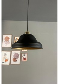 Resim Ulmete Siyah Küçük Plafonyer Başlık Tekli Sarkıt Avize Salon Otel Restoran Avizeleri Vintage Tasarım Siyah 