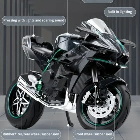 Resim 1:10 Ölçekli Gerçekçi Ses ve Işıklandırma Motosiklet Modeli, Birinci Sınıf Alüminyum Alaşımlı Koleksiyonluk Oyuncak, Erkek Çocuklar İçin İdeal Hediye, Araba ve Motosiklet Sergileme 