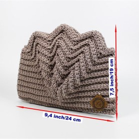 Resim Fr El Örgüsü Örme Midye Clutch Çanta, Handmade Kadın Çanta 202302004 Vizon 