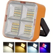 Resim Taşınabilir Güneş Enerjili LED Sel Işığı - 1200mAh Pil ile Şarj Edilebilir Kamp Projeksiyon Lambası, Parlak Beyaz & Sıcak Sarı Işık, Dış Mekan Kullanımı için Turuncu Gövde, Dış Aydınlatma | Çok Yönlü Montaj Seçenekleri | Dayanıklı Güneş Paneli, Güneş Kamp Işıkları 