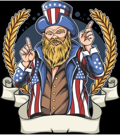 Resim Reysa Tasarım Amerikalı 10x10 cm Renkli Sticker 