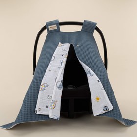 Resim Puset Örtüsü - Çift Taraflı - Koyu Mavi Petek - Mavi Canlılar 