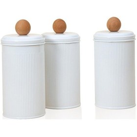 Resim The Mia Stripe Çay Kahve Şeker Kavanozu Beyaz 1,20 Lt Beyaz 