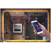 Resim DNR Mirror 80x120 Cm Bluetoothlu Buğu Yapmayan Dokunmatik Günışığı Ledli Dikdörtgen Banyo Aynası 