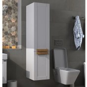 Resim Pierre Cardin Pio Matt Anthracite Banyo Boy Dolabı Mat Antrasit Ahşap Kulplu Sol Açılır 