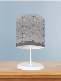 Resim Mekta Home Bebek Ve Çocuk Odası Gri Sarı Yıldız Desenli Abajur 