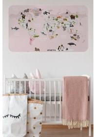 Resim Eğitici Dünya Haritası Dünya Atlası Çocuk Ve Bebek Odası Duvar Sticker-60x105-3795 - Renkli Çok Renkli 