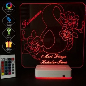 Resim 8 Mart Dünya Kadınlar Günü 3D Masaüstü Led Lamba 