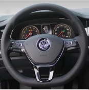 Resim Araba Direksiyon Kılıfı Suni Deri Volkswagen Vw Golf7 Mk7 Touran Up Yeni Polo Black Thread Diğer 