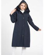 Resim Vetre Kadın Kapitone Mont (105 Cm) Lacivert Büyük Beden 1018 Çok Renkli 