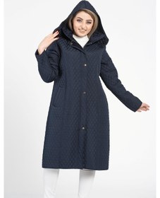 Resim Vetre Kadın Kapitone Mont (105 Cm) Lacivert Büyük Beden 1018 Çok Renkli 