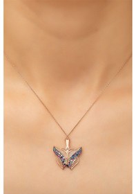 Resim Papatya Silver 925 Ayar Rose Altın Kaplama Kelebek Kolye 