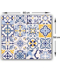 Resim Decorita Mavi Çini Desen | Cam Ocak Arkası Koruyucu 