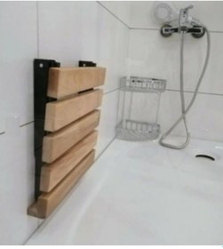 Resim Medikaltec Duvara Monte Katlanabilir Ahşap Duş Oturağı 