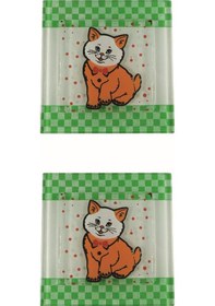 Resim Cam Banyo Gider Kapak Süsü 2 Adet Cam Gider Kapağı 10X10 CM Kedi 