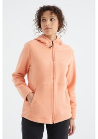 Resim Tommy Life Kavun Içi Kapüşonlu Fermuarlı Rahat Form Kadın Polar Sweatshirt - 97233 Kavuniçi 